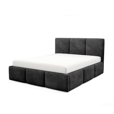 Gestoffeerd bed Melora 140x200, 160x200 en 180x200 met opbergruimte in moderne stijl, Coral-stof - schuin aanzicht | Pillovely