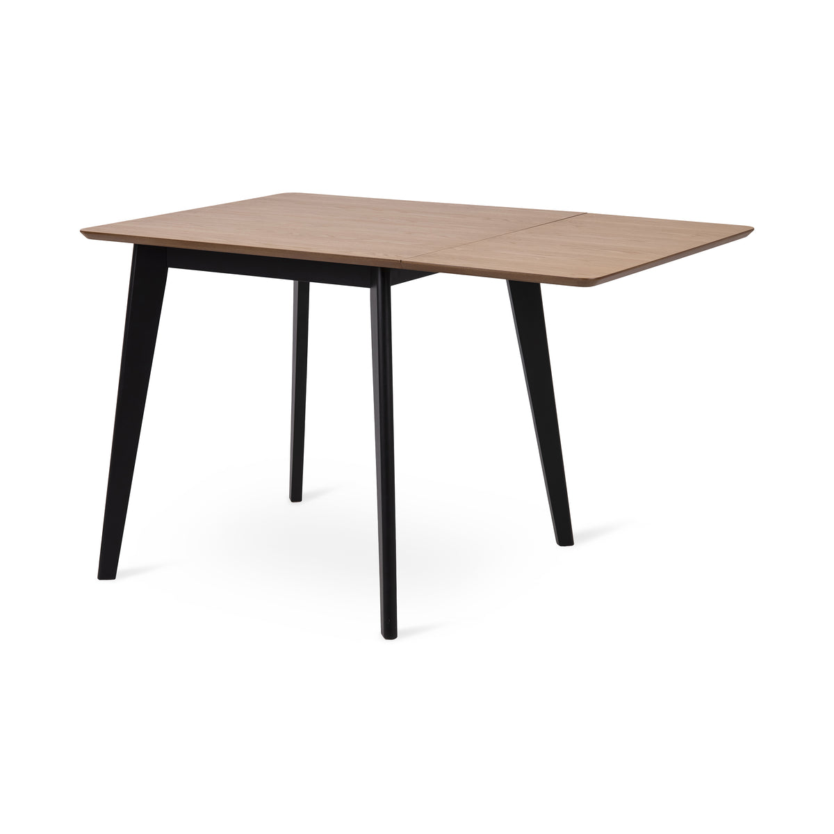 Krel Extendable Dining Table 80–120x80 cm, Scandinavian Style – Natural Oak (black legs)