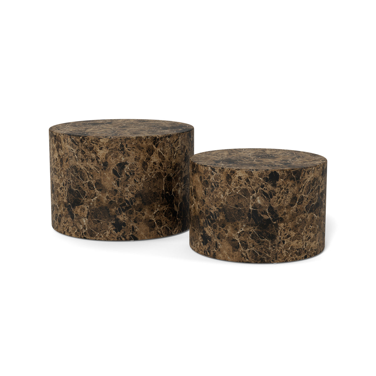 Cilindro Set of 2 Round Coffee Tables, Modern Style – angled view | Pillovely