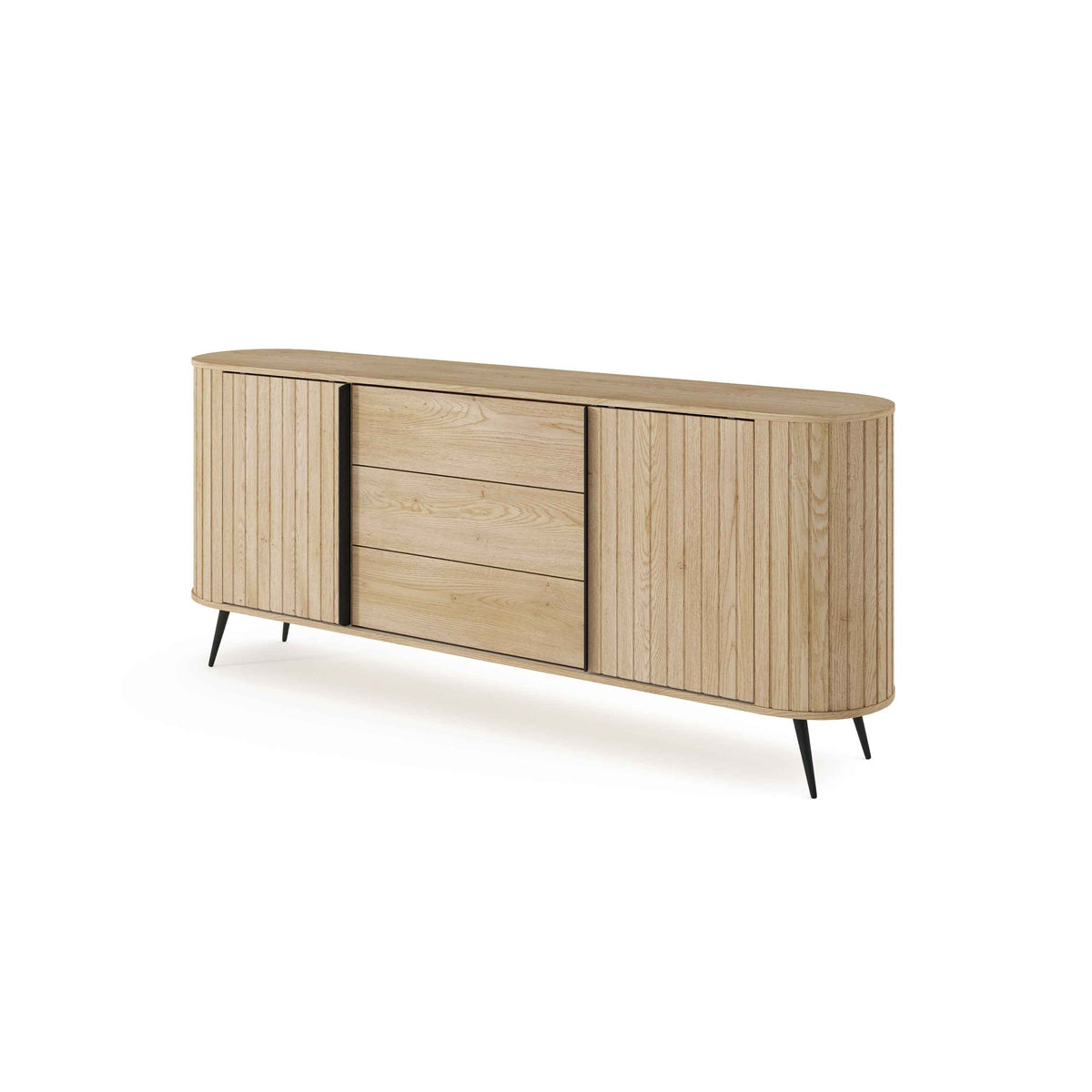 Llovia Sideboard with Sliding Doors and Drawers 196x82, Modern Style