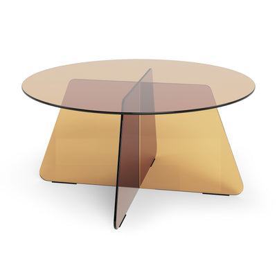 Aria Glass Round Coffee Table for the Living Room Ø80 cm, Modern Style – Honey
