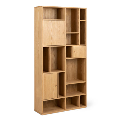 Asymo Bookcase for Living Room 90x180, Japandi Style – angled view