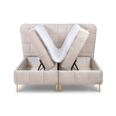 Domy Continental Divan Bed with Topper and Two Storage Compartments, Classic Style – with doors open