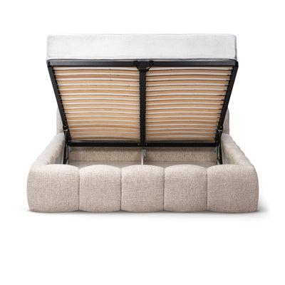Mevy Upholstered Ottoman Bed with Storage, Minimalist Style – front view