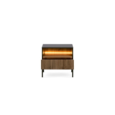 Lampy Bedside Table with Slatted Front 54x56 cm – with doors open