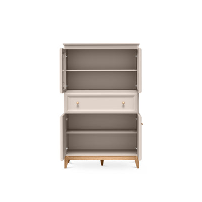 Serena Display Cabinet 92x151 with Glass Fronts, Modern Classic Style – with doors open