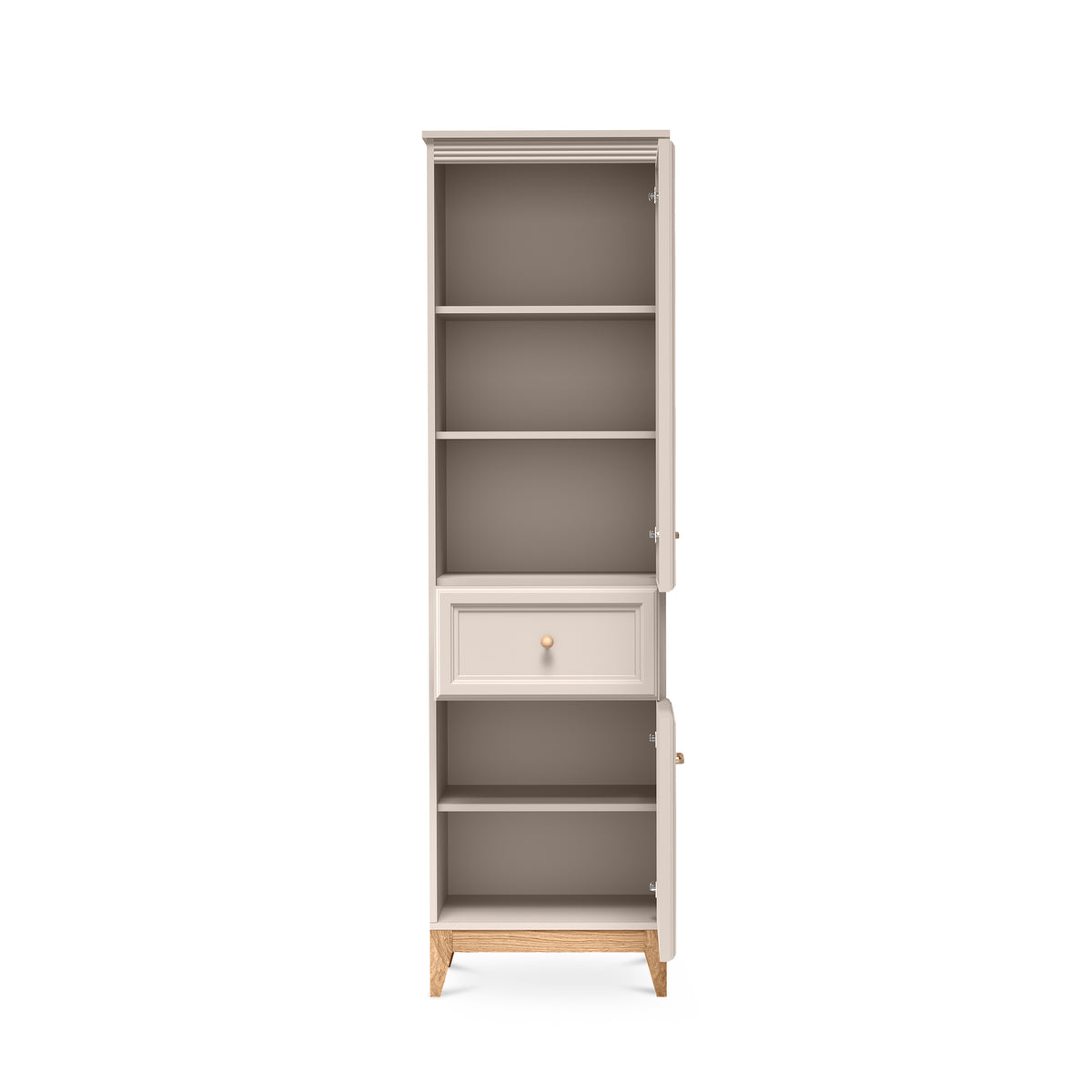 Vitrinekast Serena 55x193 met glazen deuren in modern classic-stijl - met open fronten