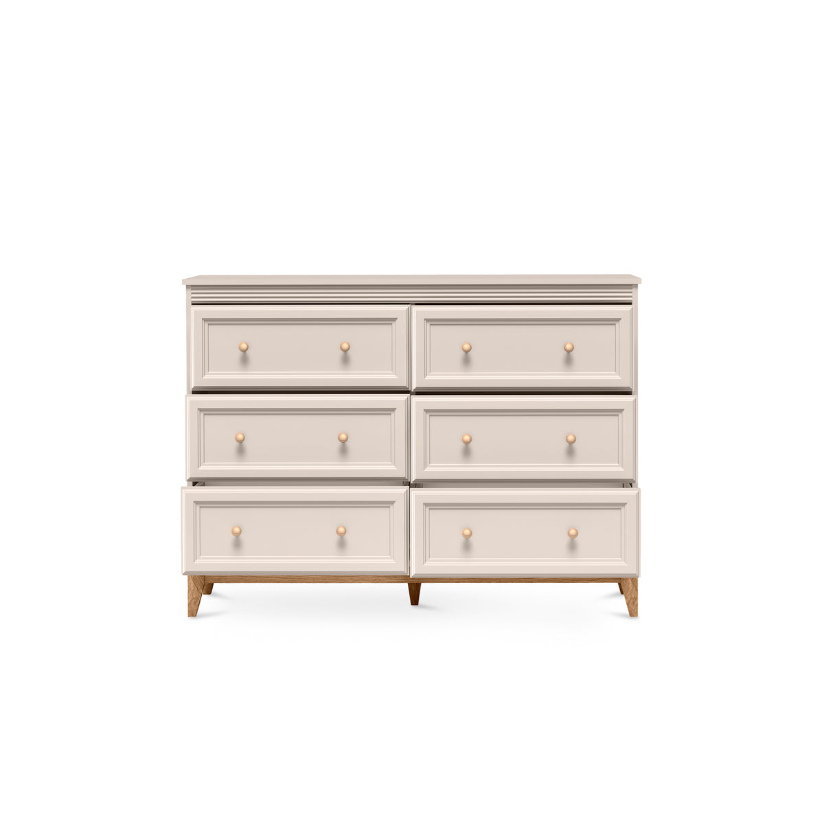 Dressoir Serena 136x100 met 6 laden in modern classic-stijl - met open fronten