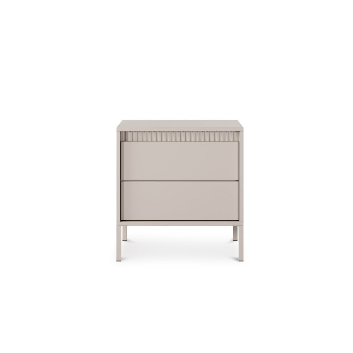 Senra Bedside Table with 2 Drawers 54x56 cm, Modern Style – front view