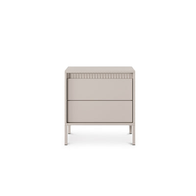 Senra Bedside Table with 2 Drawers 54x56 cm, Modern Style – front view