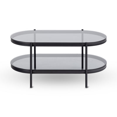 Moren Oval Coffee Table with Smoked Glass, Modern Style – front view