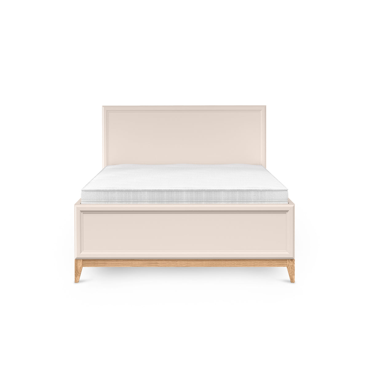 Serena-bed met opbergruimte en een gefreesd hoofdbord in modern classic-stijl – vooraanzicht