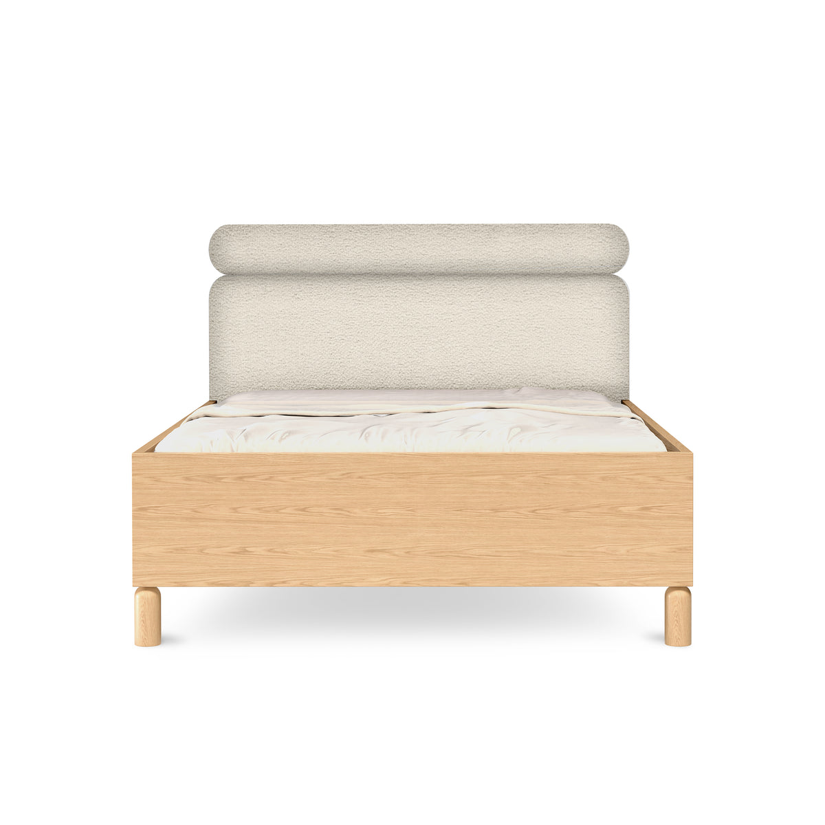 Gestoffeerd bed Fjord 140/160x200 met opbergruimte in Scandinavische stijl - vooraanzicht