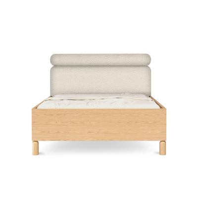 Gestoffeerd bed Fjord 140/160x200 met opbergruimte in Scandinavische stijl - vooraanzicht