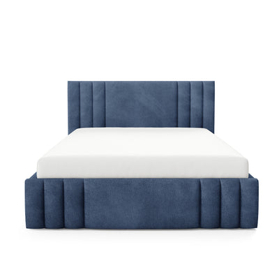 Gestoffeerd bed Falda met opbergruimte in verschillende afmetingen, in een elegante stijl, Coral-stof - vooraanzicht