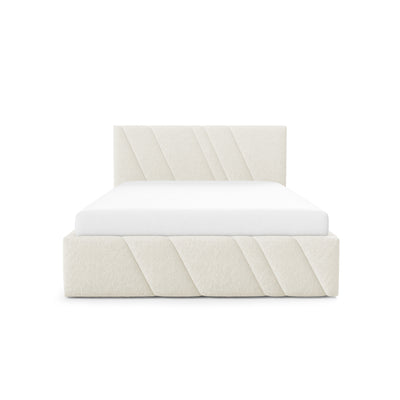 Raiz Quilted Upholstered Ottoman Bed with Storage, Various Sizes in Modern Style, Lambi Fabric – front view