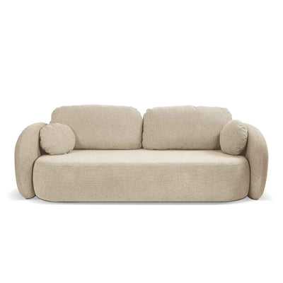 Olemo 3 Seater Sofa Bed 142x200 with Storage, Art Deco Style, Aragon Fabric – front view