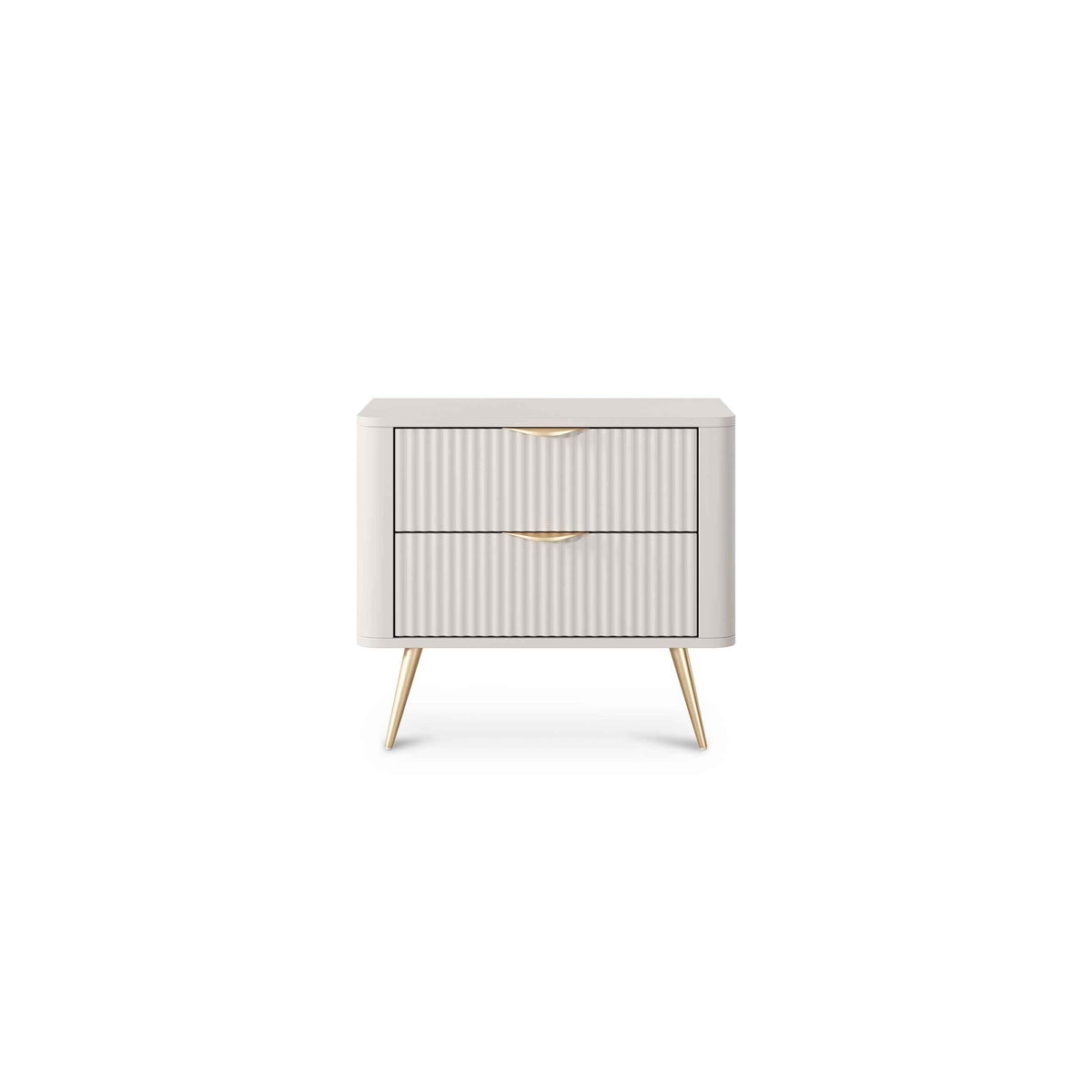 Laanti Bedside Table with 2 Drawers 63x55 cm, Elegant Style – front view