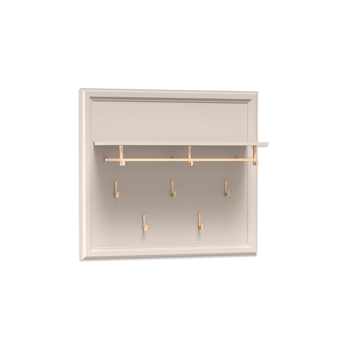 Serena Wall Panel 100x92 with Hooks and Shelf, Classic Style – angled view | Pillovely