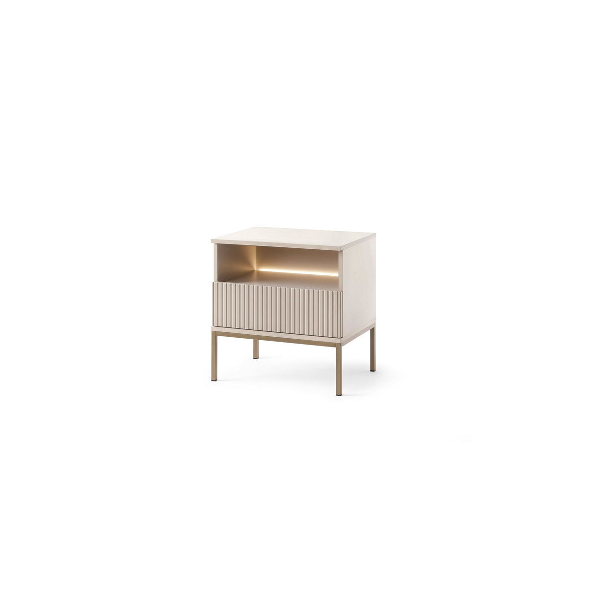 Lampy Bedside Table with Slatted Front 54x56 cm – Cashmere