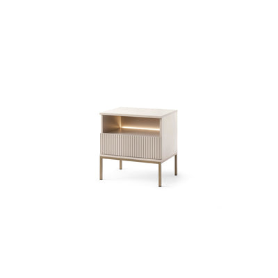 Lampy Bedside Table with Slatted Front 54x56 cm – Cashmere
