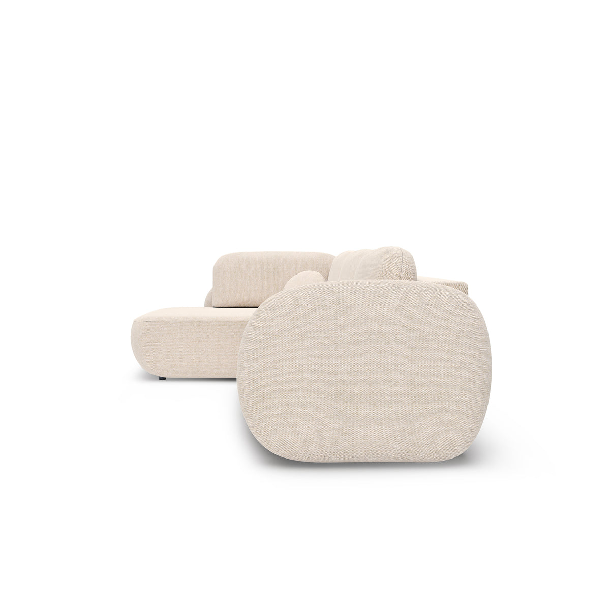 Olemo Corner Sofa Bed with Storage, Sleeping Area 123x250, Organic Modern – side view