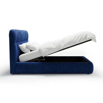 Drapori Upholstered Pleated Ottoman Bed with Storage, Modern Style