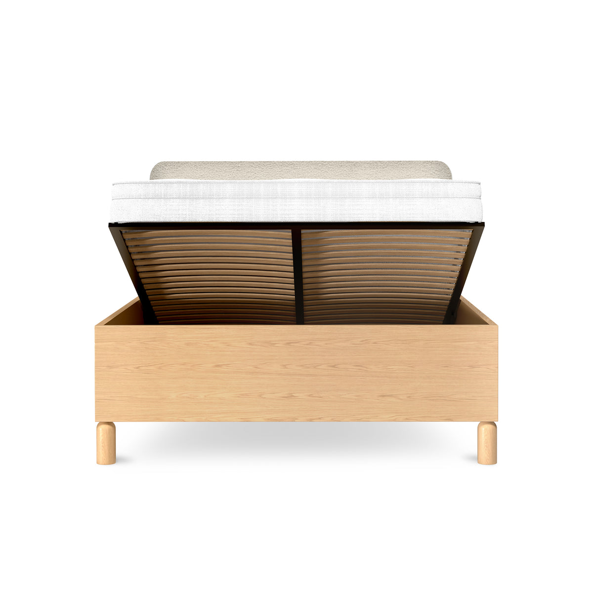 Gestoffeerd bed Fjord 140/160x200 met opbergruimte in Scandinavische stijl - met open fronten
