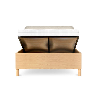 Gestoffeerd bed Fjord 140/160x200 met opbergruimte in Scandinavische stijl - met open fronten