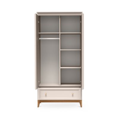 Serena Wardrobe 92x193 with Fluted Fronts, Classic Style – with doors open