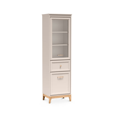Glazen vitrinekast voor de Serena-salon 55x193 in modern classic-stijl - schuin aanzicht | Pillovely
