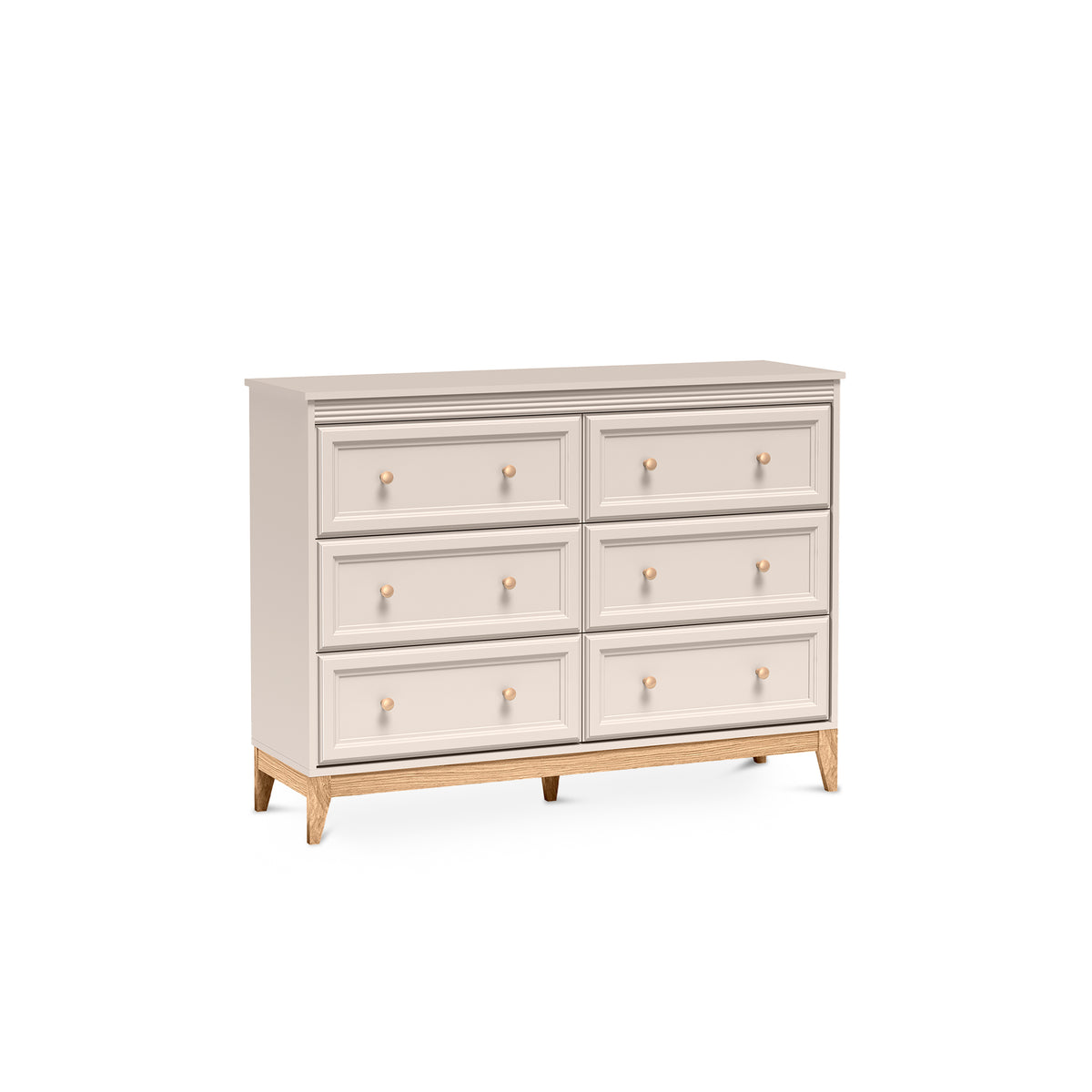 Serena Chest of Drawers 136x100 with 6 Drawers, Modern Classic Style – angled view | Pillovely