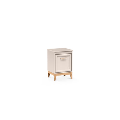 Serena Bedside Table 45x62 on Oak Legs, Modern Classic Style – angled view | Pillovely