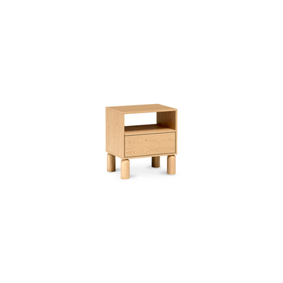 Nachtkastje Fjord 55x61 met lade en open vak in Scandinavische stijl - schuin aanzicht | Pillovely