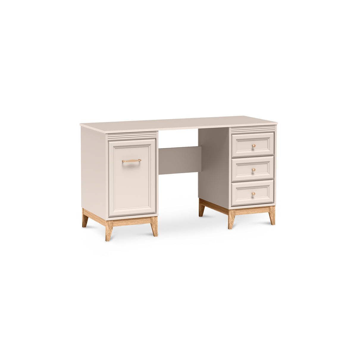 Serena Desk 138x78 with 3 Drawers, Modern Classic Style – angled view | Pillovely