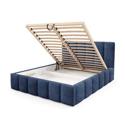 Nerom Quilted Upholstered Ottoman Bed with Storage, Various Sizes in Elegant Style, Coral Fabric – photo 5