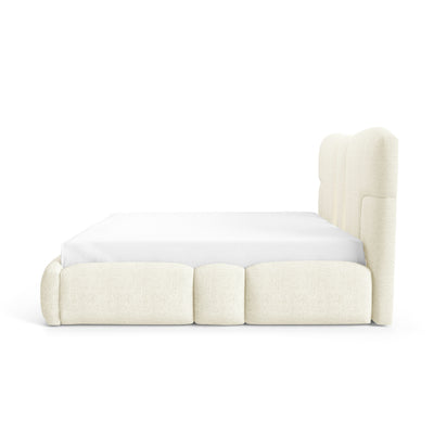 Puffra Upholstered Ottoman Bed with Storage, Various Sizes in Soft Style – side view