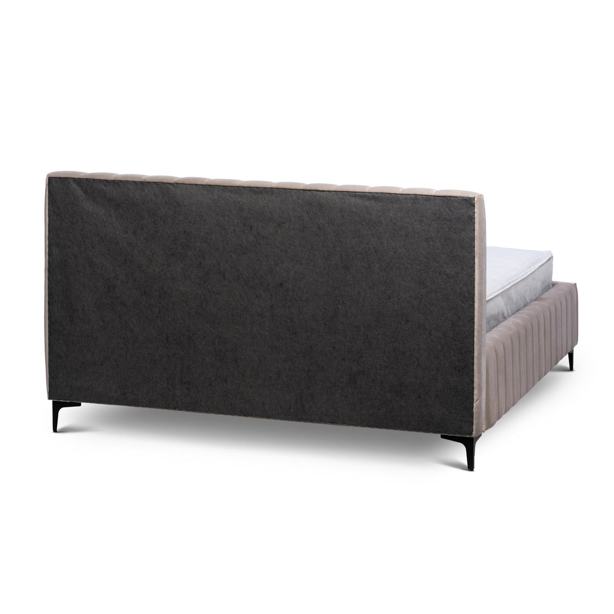 Drevy Upholstered Ottoman Bed with Storage, Modern Style – Fresh Velvet, Vertical Stitching – back view