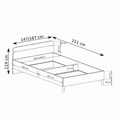 Gestoffeerd bed Fjord 140/160x200 met opbergruimte in Scandinavische stijl - foto 5