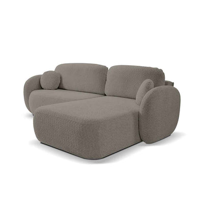 Olemo 4 Seater Corner Sofa Bed, Minimalist Style, Abriamo Fabric – Right-sided, Dark Chocolate (ABRIAMO 01)
