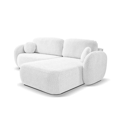 Olemo 4 Seater Corner Sofa Bed, Minimalist Style, Abriamo Fabric – Right-sided, Morning White (ABRIAMO 04)