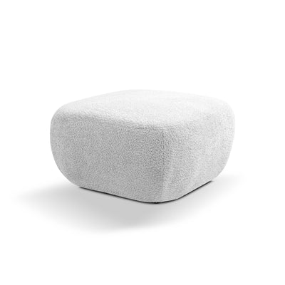 Olemo Pouffe in Organic Modern Style 75×39 cm, Abriamo Fabric – Pearl Ash (ABRIAMO 05)