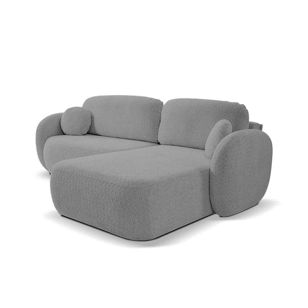 Olemo 4 Seater Corner Sofa Bed, Minimalist Style, Abriamo Fabric – Right-sided, Lunar Graphite (ABRIAMO 07)