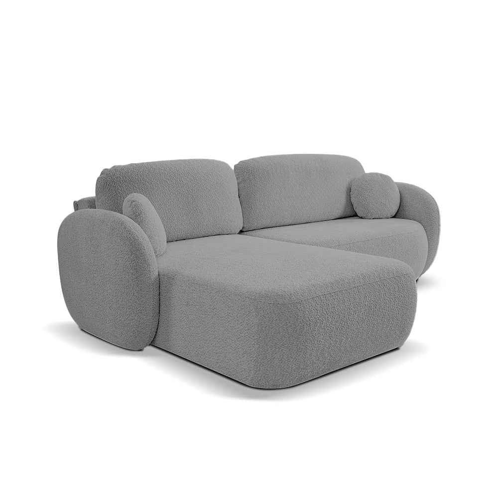 Olemo 4 Seater Corner Sofa Bed, Minimalist Style, Abriamo Fabric – Left-sided, Lunar Graphite (ABRIAMO 07)