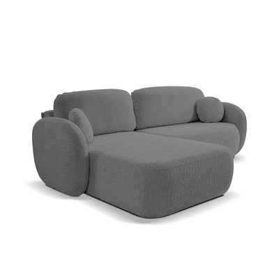 Olemo 4 Seater Corner Sofa Bed, Minimalist Style, Abriamo Fabric – Left-sided, Noble Coal (ABRIAMO 08)