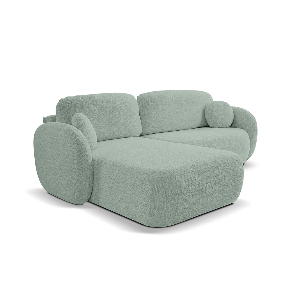 Olemo 4 Seater Corner Sofa Bed, Minimalist Style, Abriamo Fabric – Left-sided, Rocky Shore (ABRIAMO 10)