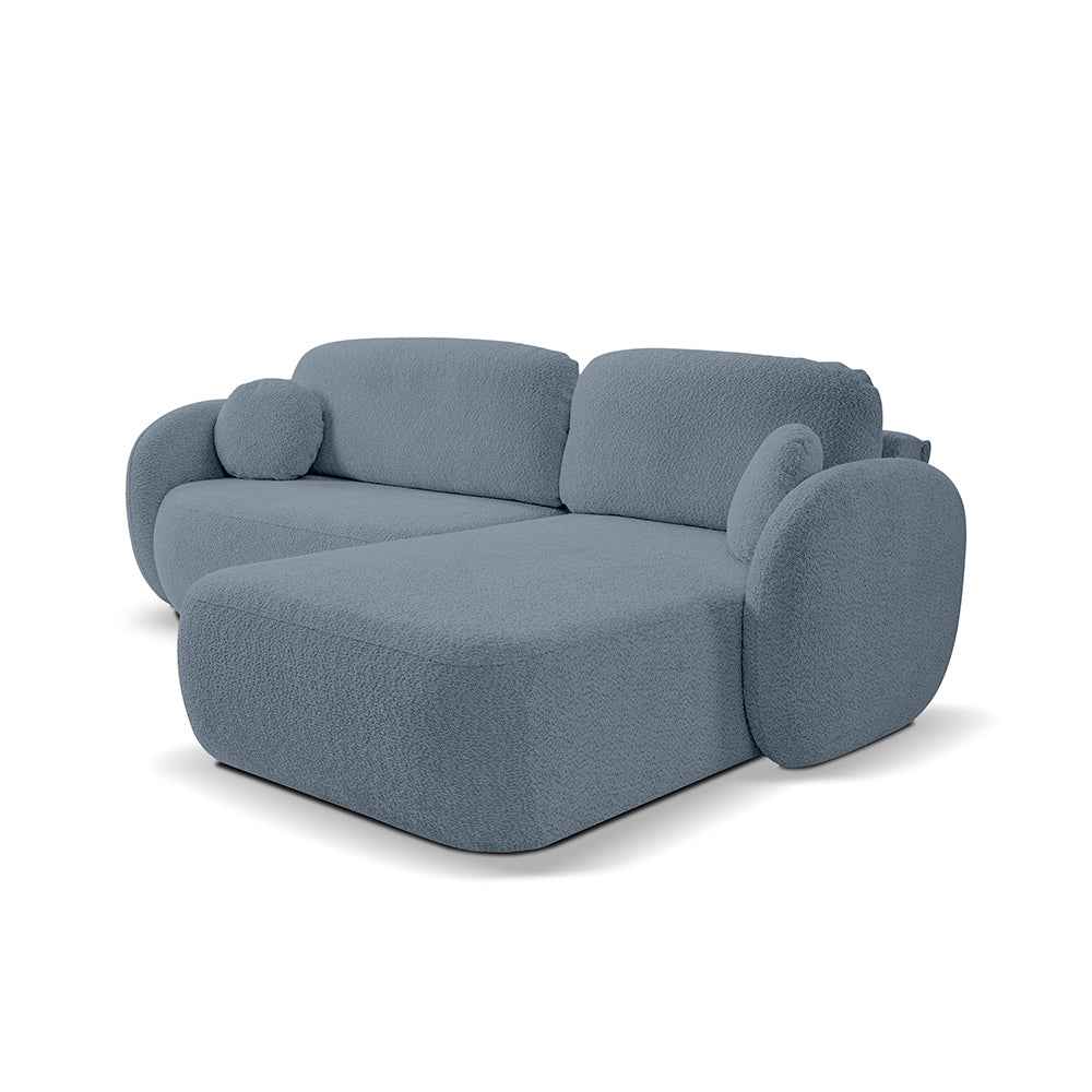 Olemo 4 Seater Corner Sofa Bed, Minimalist Style, Abriamo Fabric – Right-sided, Blue Basalt (ABRIAMO 13)