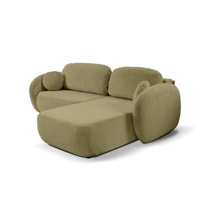 Olemo Corner Sofa Bed DL 248 cm, Modern Style, Aragon Fabric – Right-sided, Golden Linen (ARAGON 35)