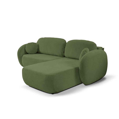 Olemo Corner Sofa Bed DL 248 cm, Modern Style, Aragon Fabric – Right-sided, Yew Green (ARAGON 39)