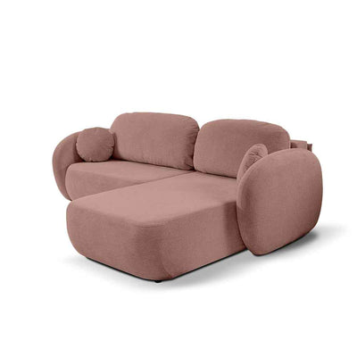 Olemo Corner Sofa Bed DL 248 cm, Modern Style, Aragon Fabric – Right-sided, Rosy Beige (ARAGON 62)